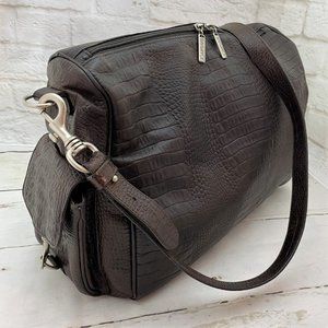 Vtg Joan & David Croc Embossed Weekender Duffel